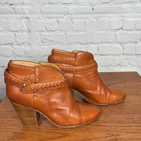 Rag & Bone Harrow Booties in Cognac color w/braided band 39.5 eu or 9.5 us - Picture 3 of 7